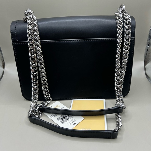 MICHAEL Michael Kors Heather Large Leather Shoulder Bag-Black w/Silver Hardware - Picture 8 of 13